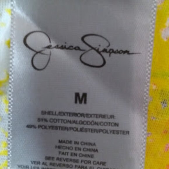 Jessica Simpson Open Back Yellow Floral Summer Crop Top Sz: M - Picture 9 of 11